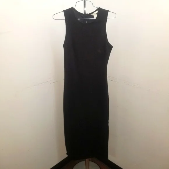 h&m black fitted dress H & M Black Velvet Cocktail Dress With Sequins